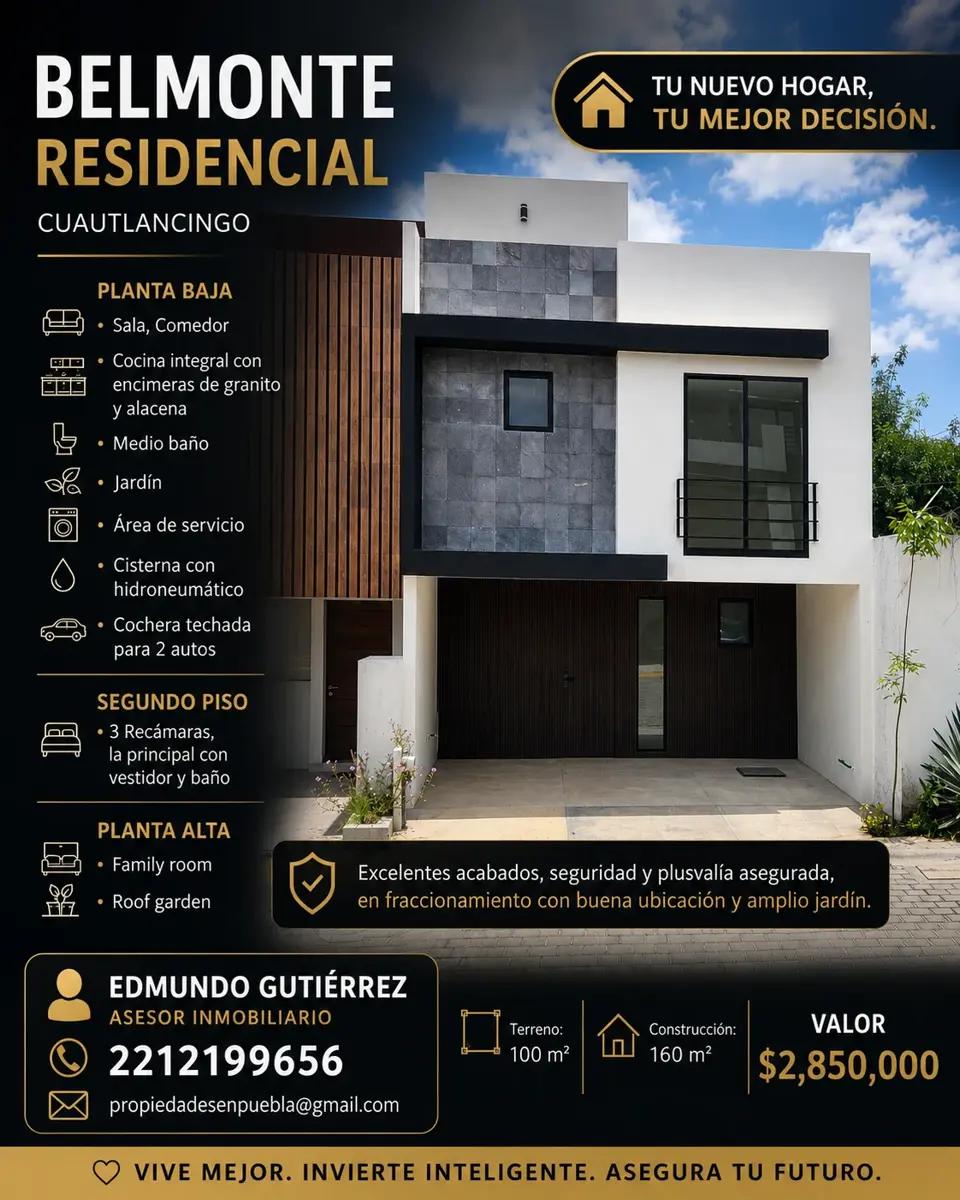 CASA EN VENTA EN BELMONTE RESIDENCIAL | CUAUTLANCINGO 1